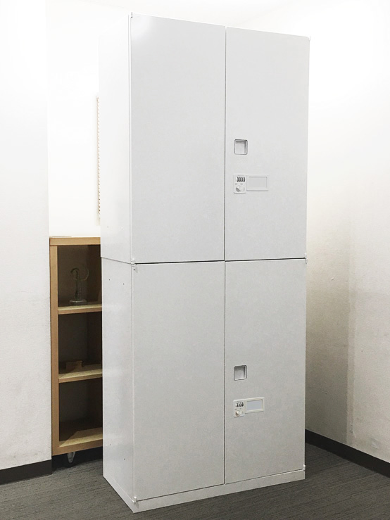 【美品】オカムラ レクトライン 上下書庫 両開き書庫 ラテラル書庫 キャビネット ユニット書庫 ダイヤル錠 個別錠 ダイヤルキー【中古オフィス家具】【中古】