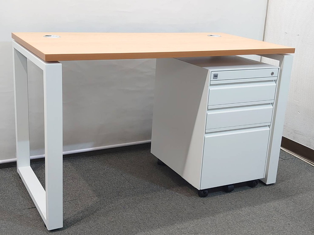 【送料無料 東京地区限定】HermanMiller ハーマンミラー POSH ポッシュ デスク ワゴン付き オフィスデスク ワークデスク デスク 机 PC W1200 【中古オフィス家具】【中古】