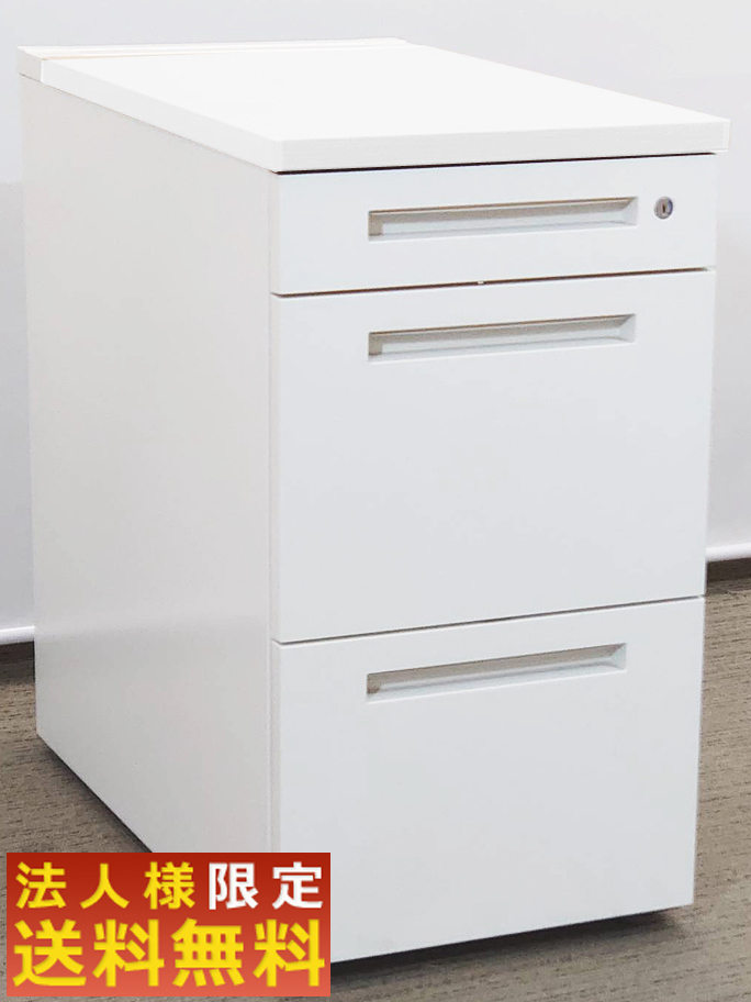 中古 サイドワゴン イトーキ CZR 脇机 袖机 3段ワゴン 幅400 奥行700 高さ720 ホワイト【中古オフィス家具】