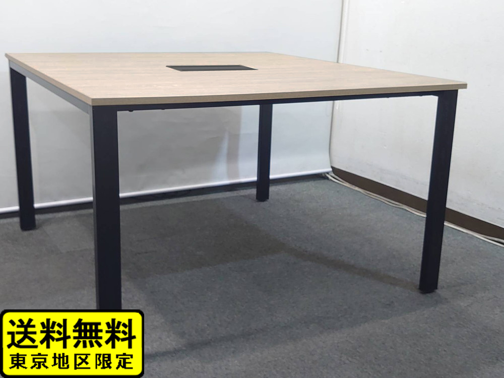 美品 フリーアドレスデスク ワークデスク W1200×D1200 木目ナチュラル 会議テーブル ワークテーブル 中古