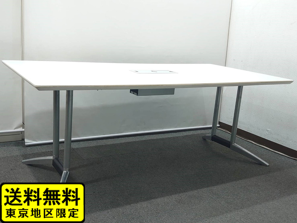 会議テーブル 大型 W1800×D900 ウチダ フリーアドレス ホワイト 日本製 中古