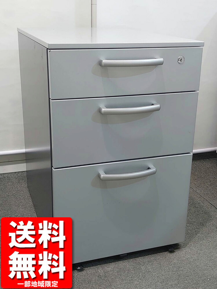 デスクワゴン ３段ワゴン 事務用ワゴン サイドワゴン デスクワゴン スチールワゴン 事務ワゴン キャスターワゴン 袖机 脇机 ファイリングキャビネット 【中古オフィス家具】【中古】