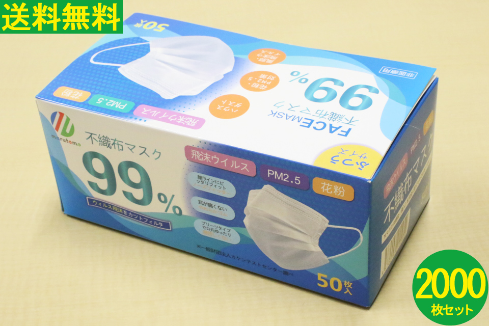 【送料無料】マスク 2000枚入り 使い捨てマスク 不織布マスク 花粉症マスク ウイルス対策マスク ウィルス対策マスク 耳が痛くないやわらかゴム 口罩 MASK